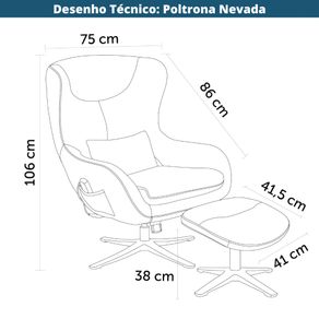 11 Poltrona de Massagem Nevada Rivatti Estofado PU Marrom Base Aco Preto c_ Apoio para Pes c_ Controle Desenho Tecnico